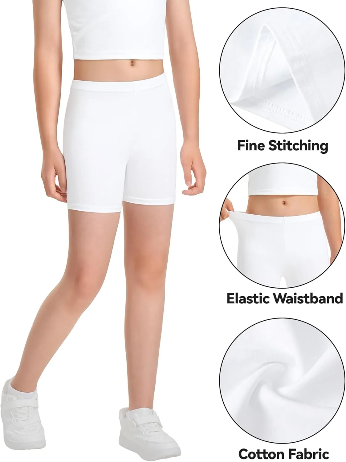 KEREDA Girls Bike Shorts Cartwheel Dance Under Dress Shorts for Kids 3 Pack