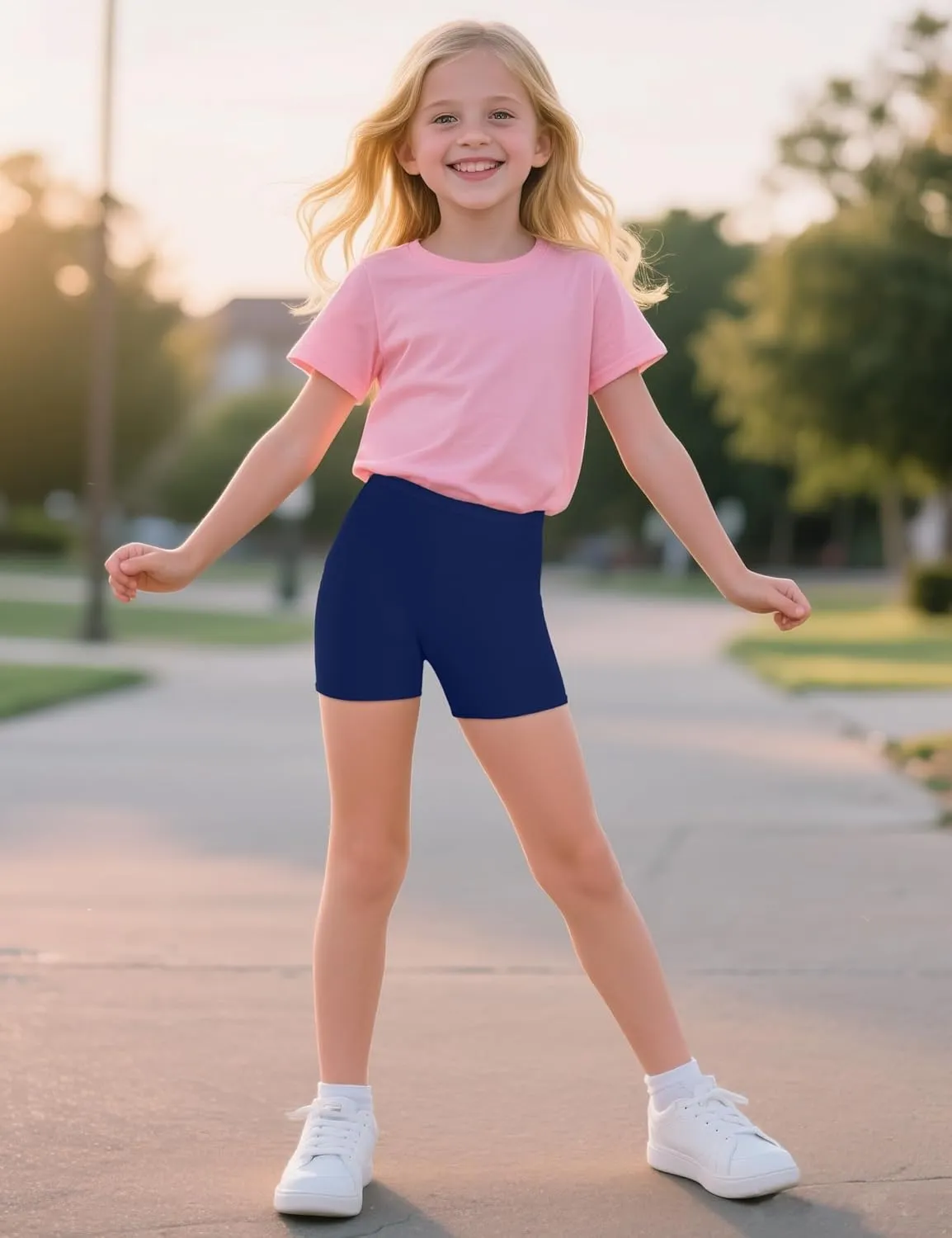 KEREDA Girls Bike Shorts Cartwheel Dance Under Dress Shorts for Kids 3 Pack