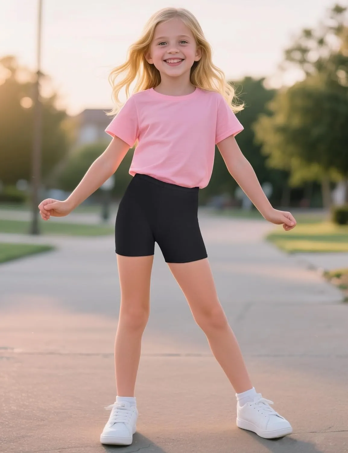 KEREDA Girls Bike Shorts Cartwheel Dance Under Dress Shorts for Kids 3 Pack