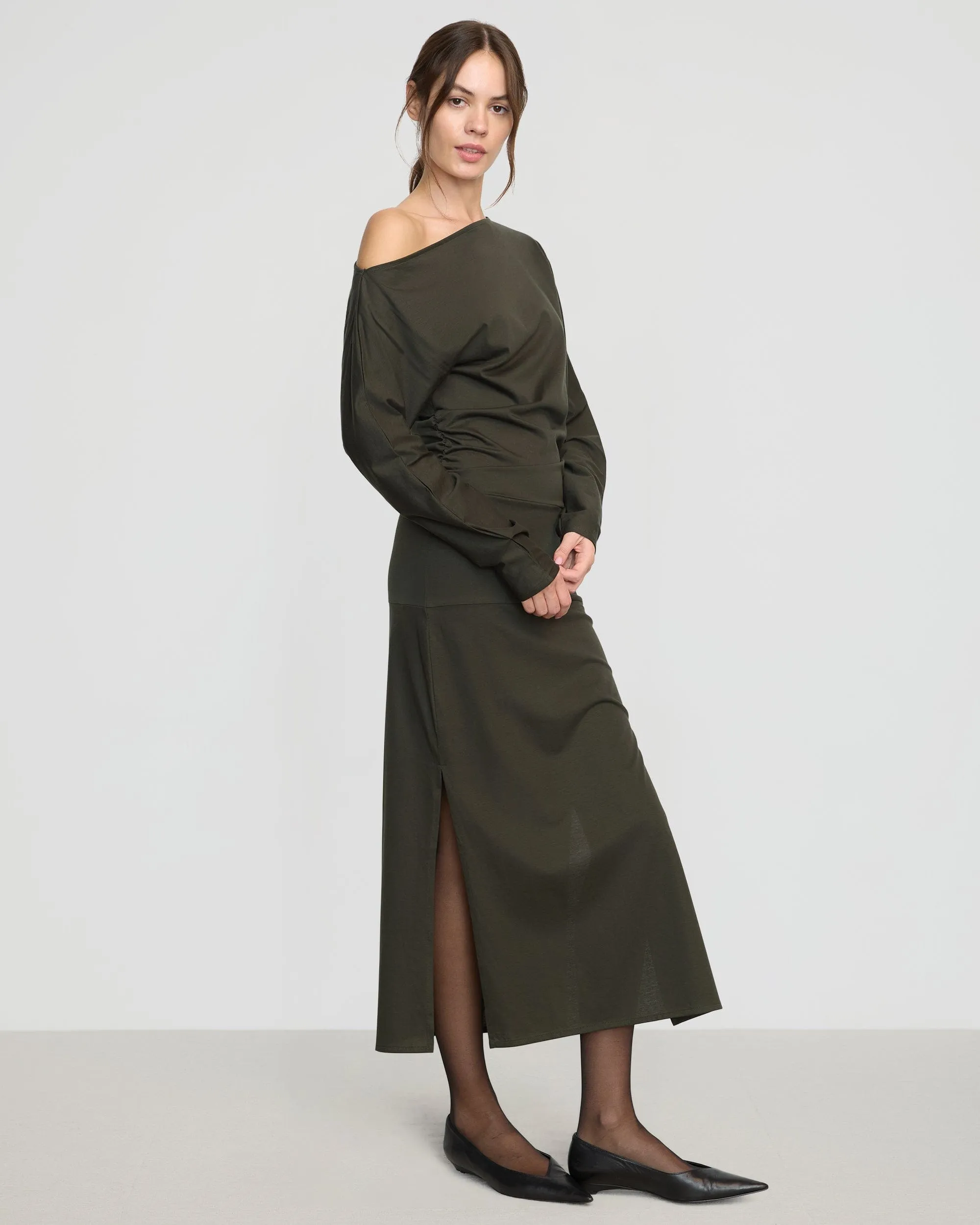 Kezia Off-Shoulder Satin Jersey Dress Delicate Mood
