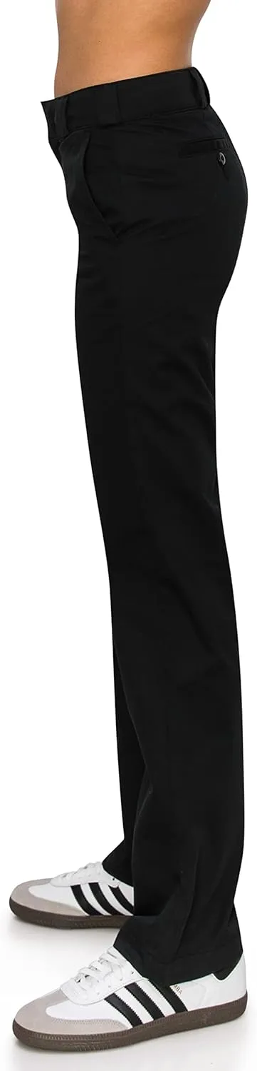 KHAKI & BLUE Women's Work Pants – High Rise Straight Leg Casual Trousers with Pockets