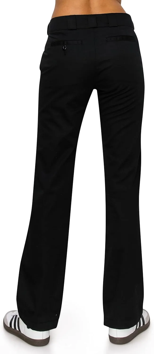 KHAKI & BLUE Women's Work Pants – High Rise Straight Leg Casual Trousers with Pockets