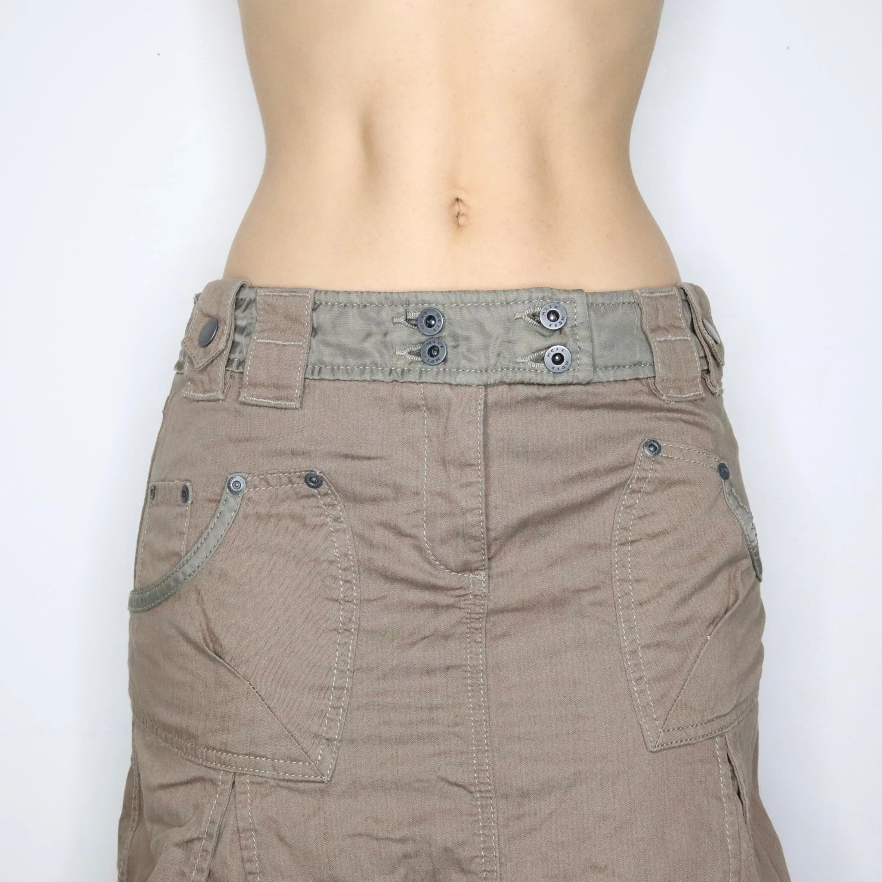 Khaki Cargo Midi Skirt (S)