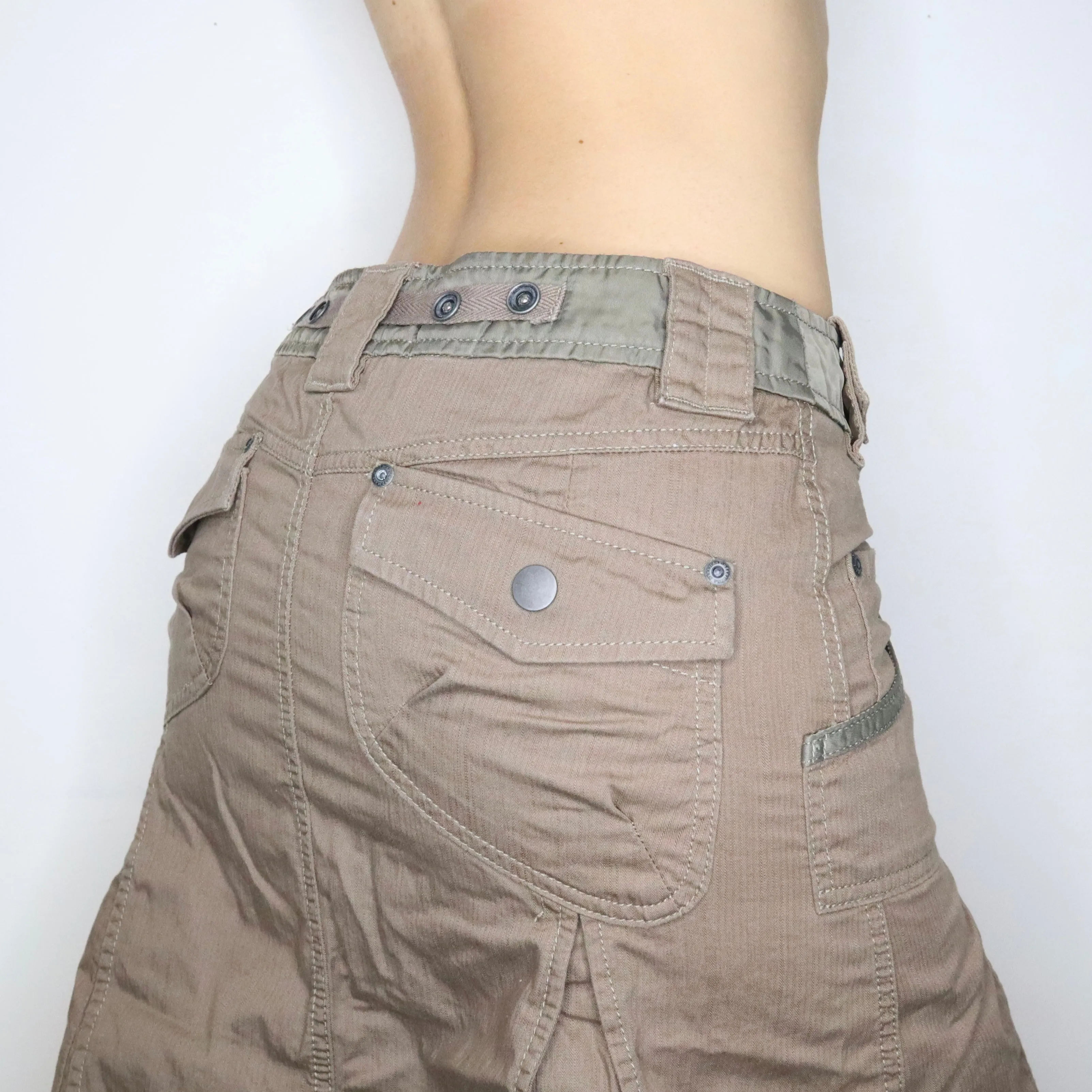 Khaki Cargo Midi Skirt (S)