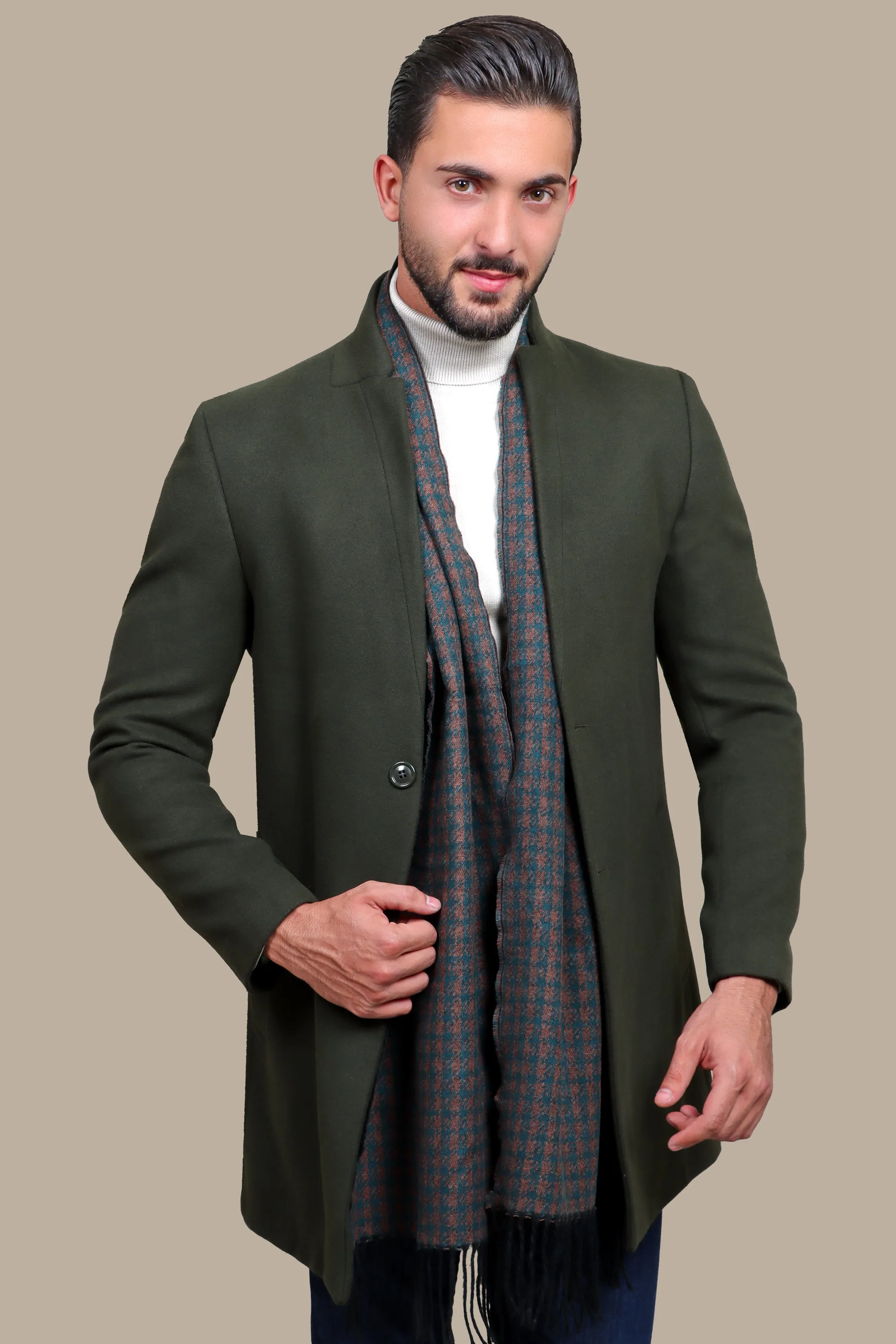 Khaki Classic: Embrace Timeless Style with the Coat Col Mao in Basic Khaki