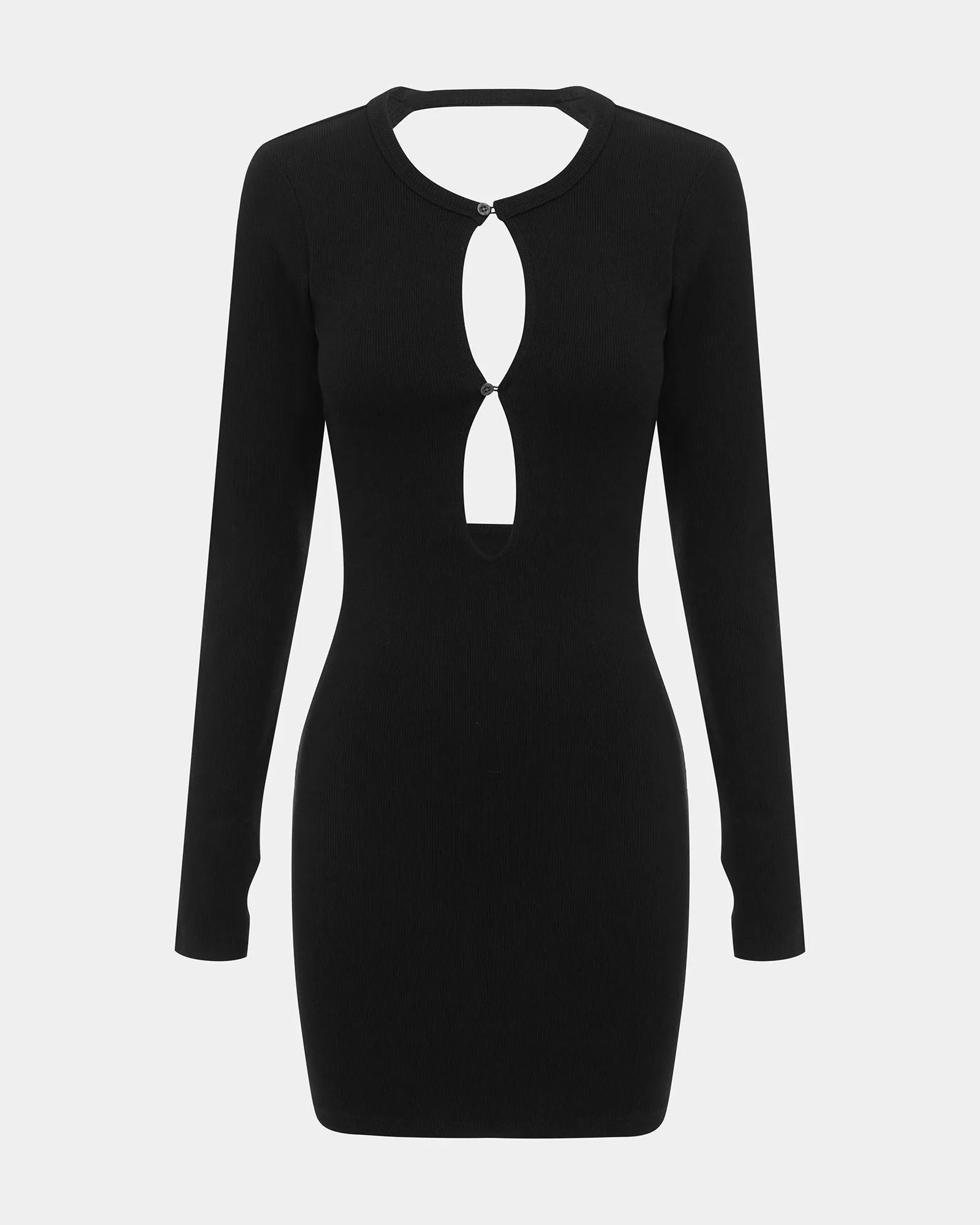 ARISE LS KEYHOLE DRESS BLACK Trend Detail Airy Silk
