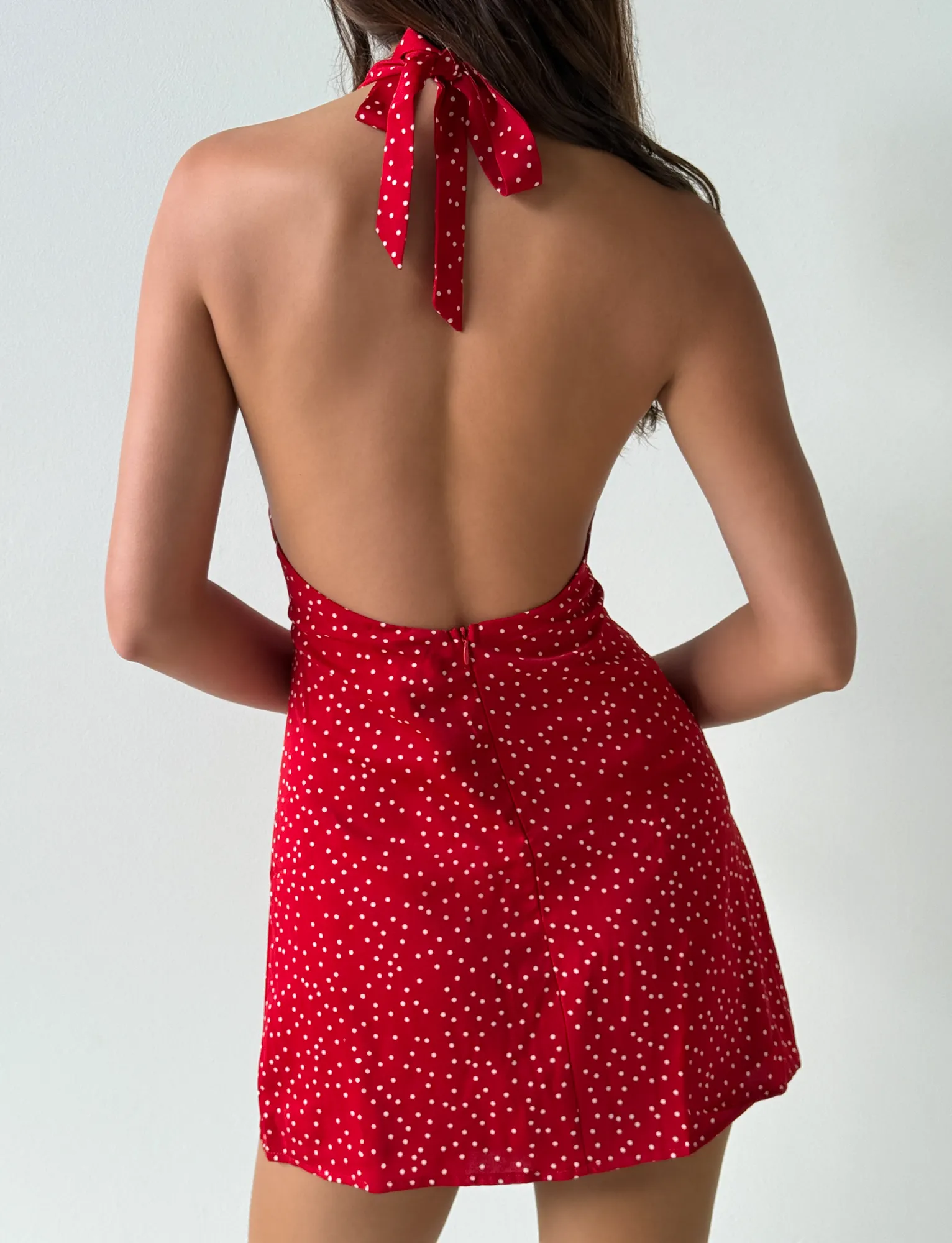 Field Fresh DYLAN HALTER MINI DRESS - RED POLKA