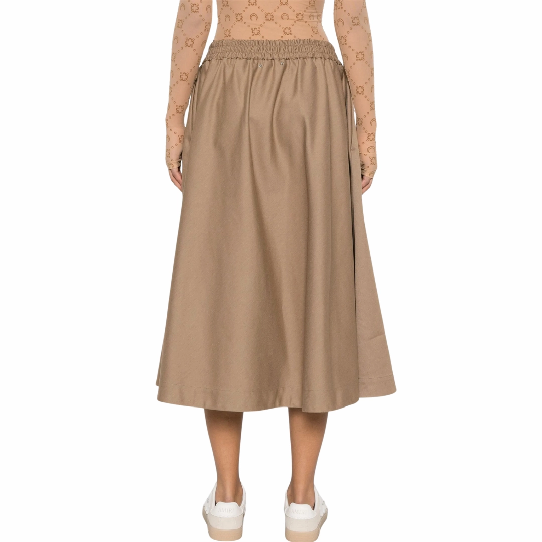 Relaxed Feel Fold Over Design Khaki Circle Skirt