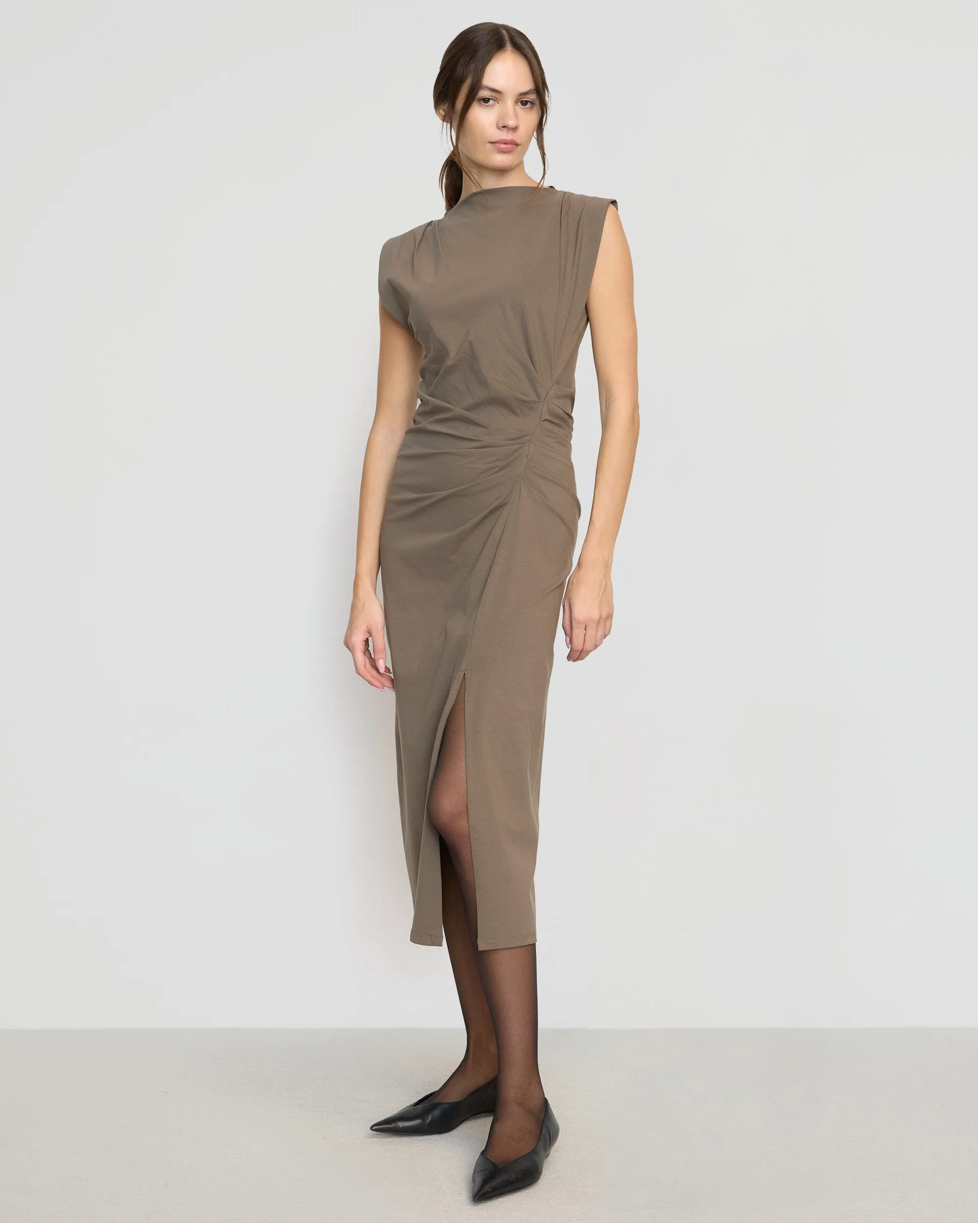 Smooth-Finish Versatile and Comfortable Khelan Sculpted Ruched-Waist Dress