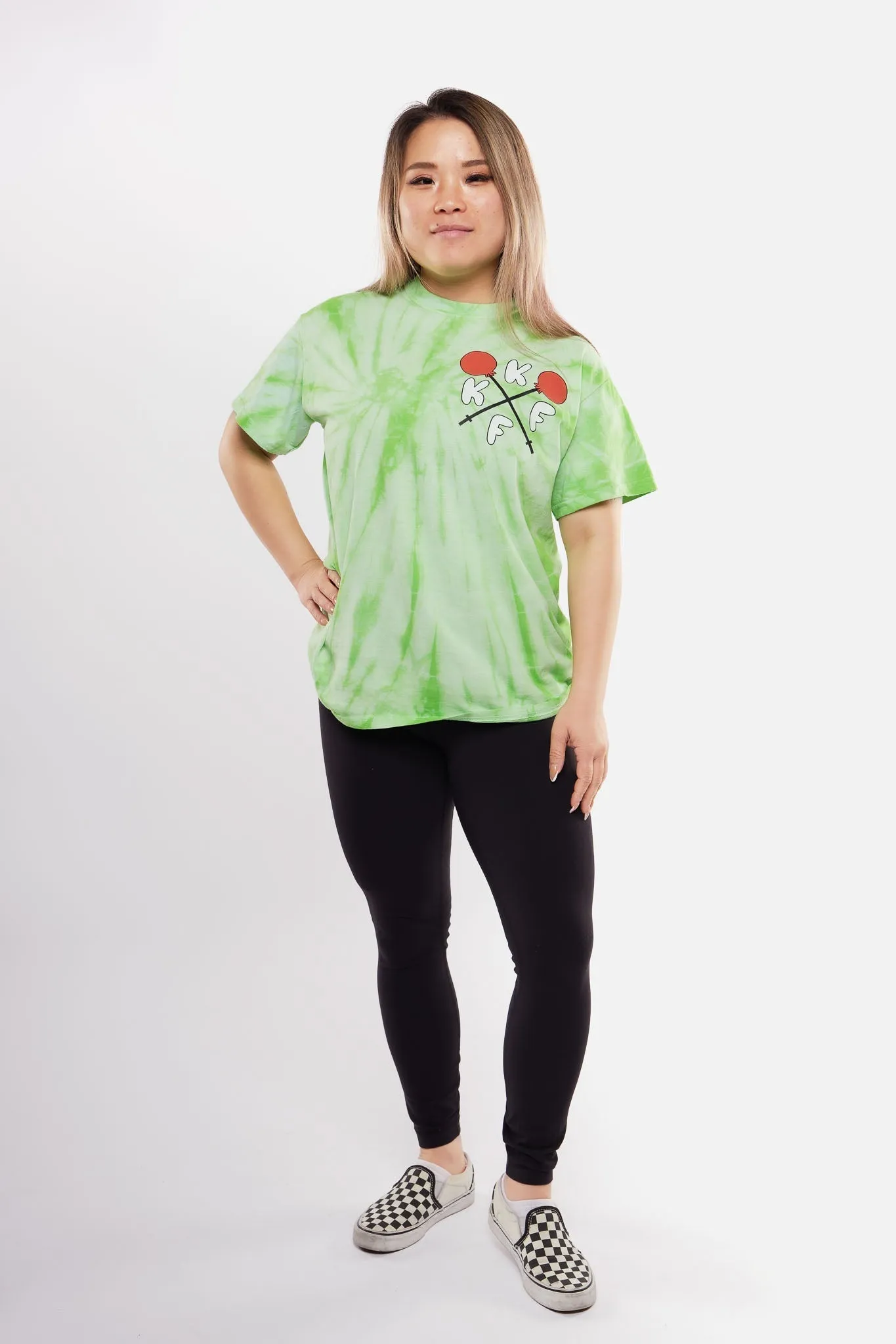 Kinda Fit Kinda Fat How Many Lifts? Tee (Lime Tie-dye)