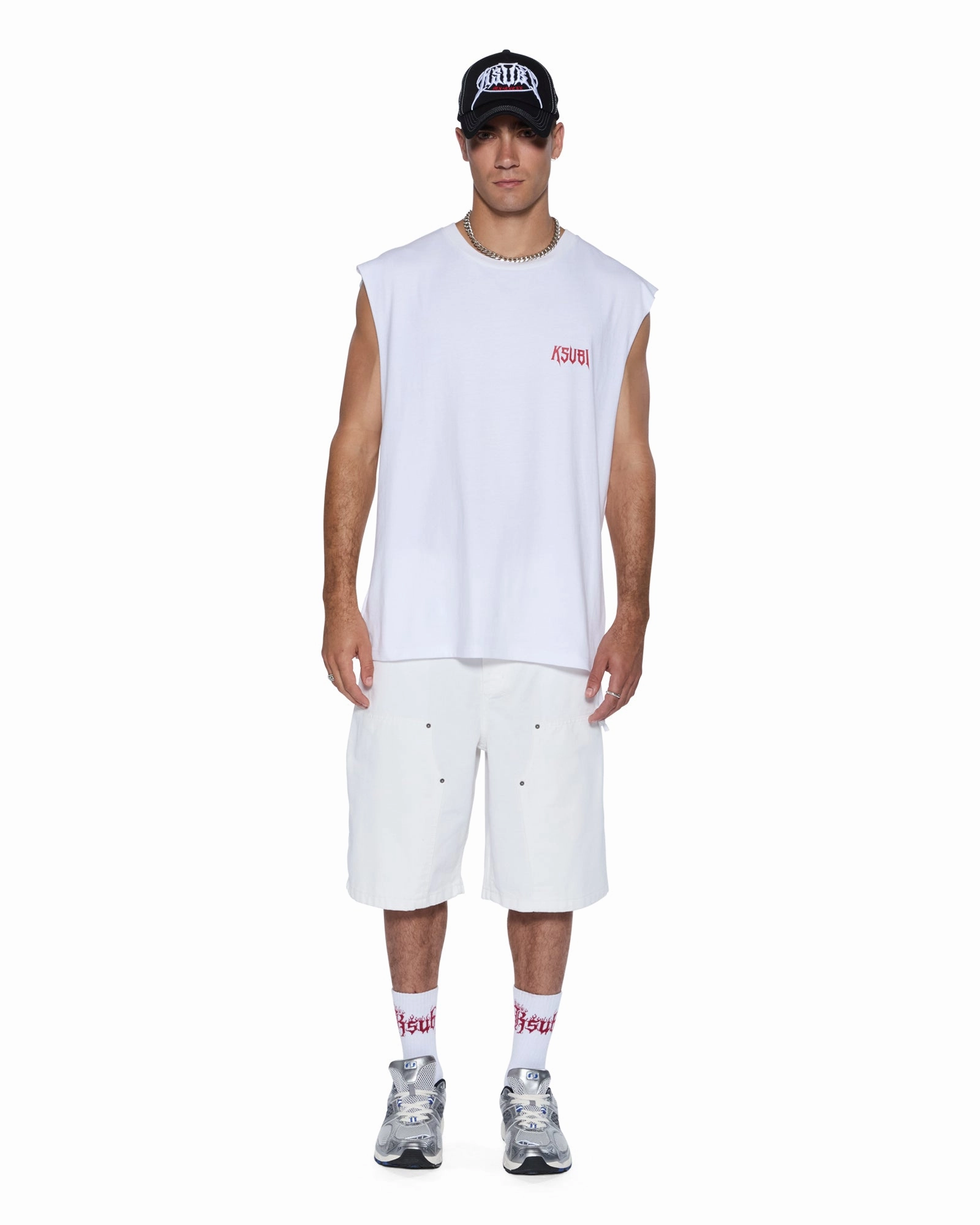 KINGDOM CUT OFF BIGGIE TEE WHITE Sleek And Stylish