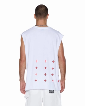 KINGDOM CUT OFF BIGGIE TEE WHITE Light and Fresh Essential layering piece