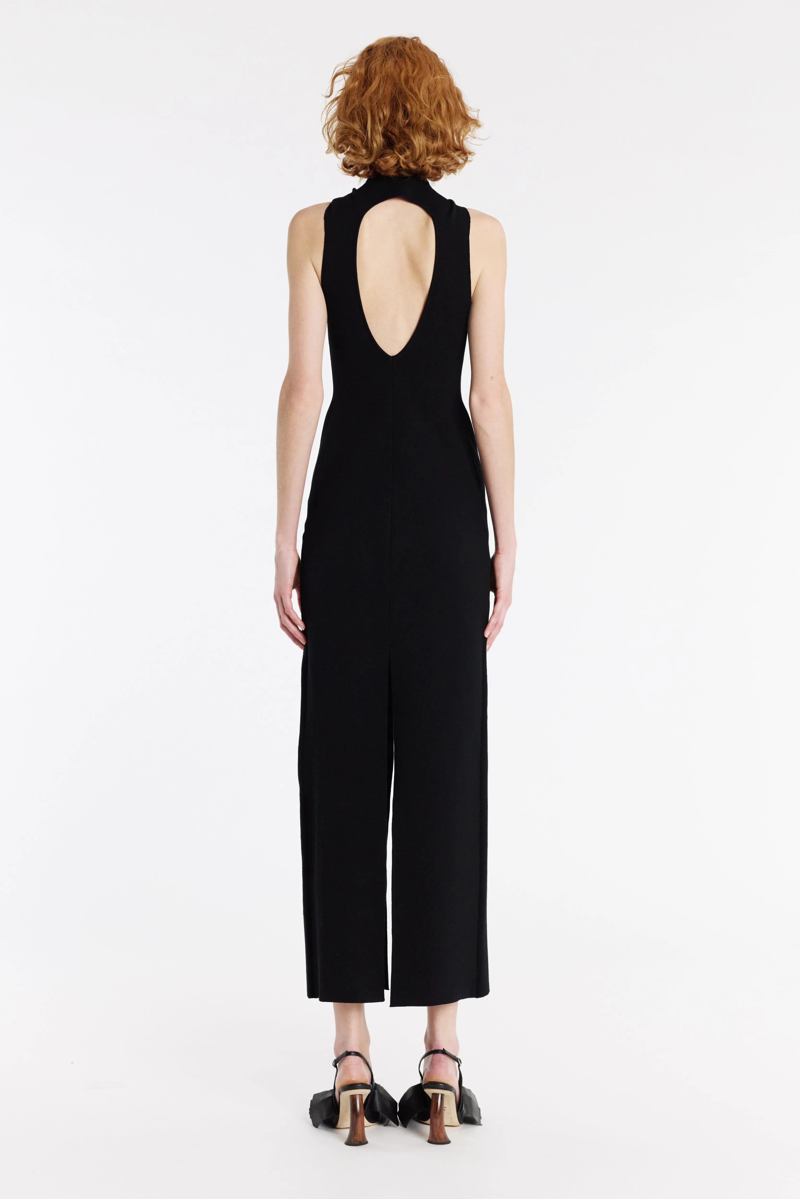 Fit Focused Calm Movement Knit Dress With Neck Tie Black