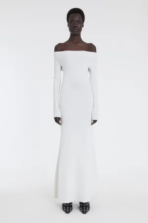 Smart Glide Knit Maxi Off Shoulder Dress Ivory