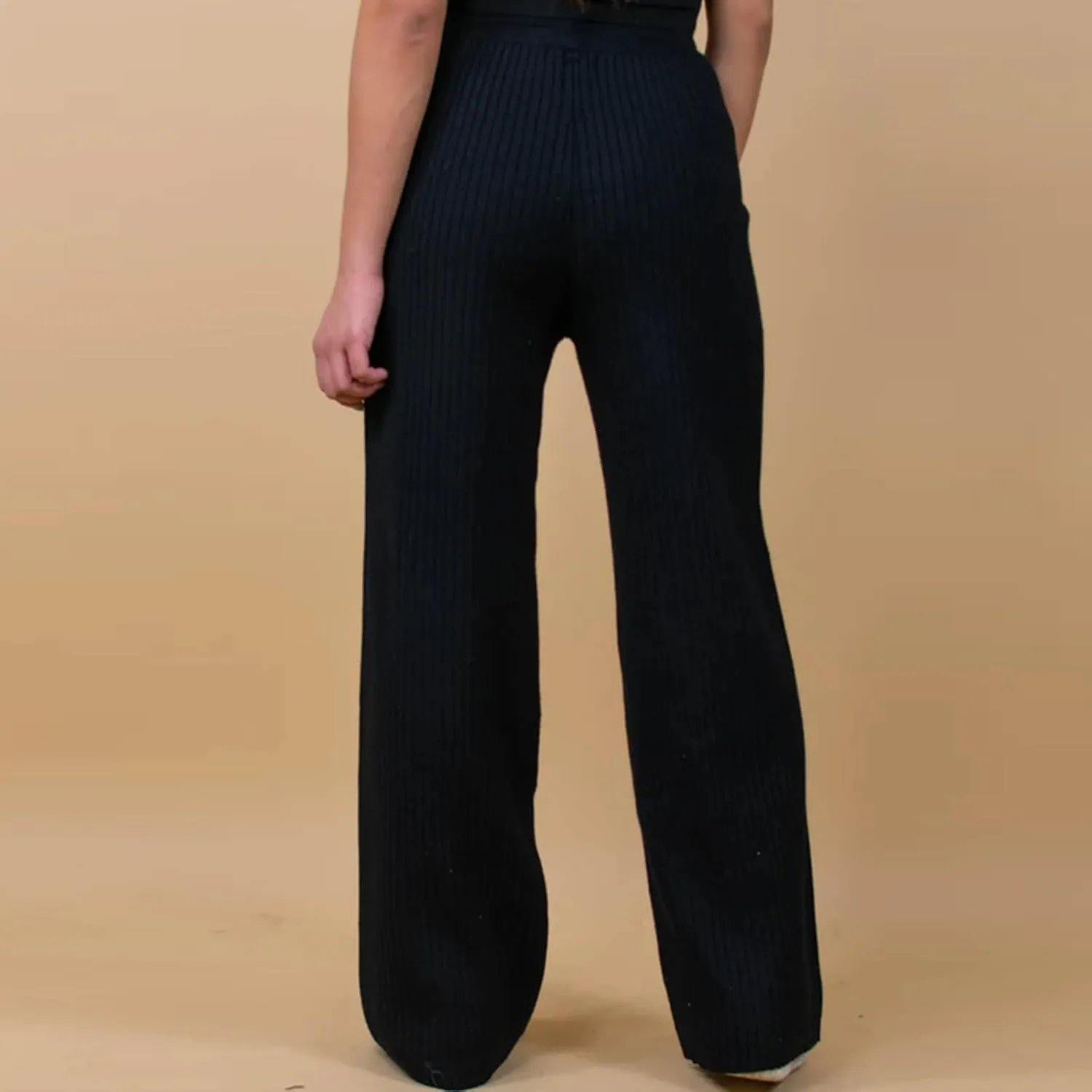 Knit Pants for Women Elastic Waist Wide Leg Ribbed Lounge Pants Casual Baggy Palazzo Pants Cable knit Sweater Pants