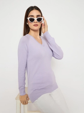 Madame V Neck Skinny Fit Mauve Sweater Breathable Movement Versatile Wear