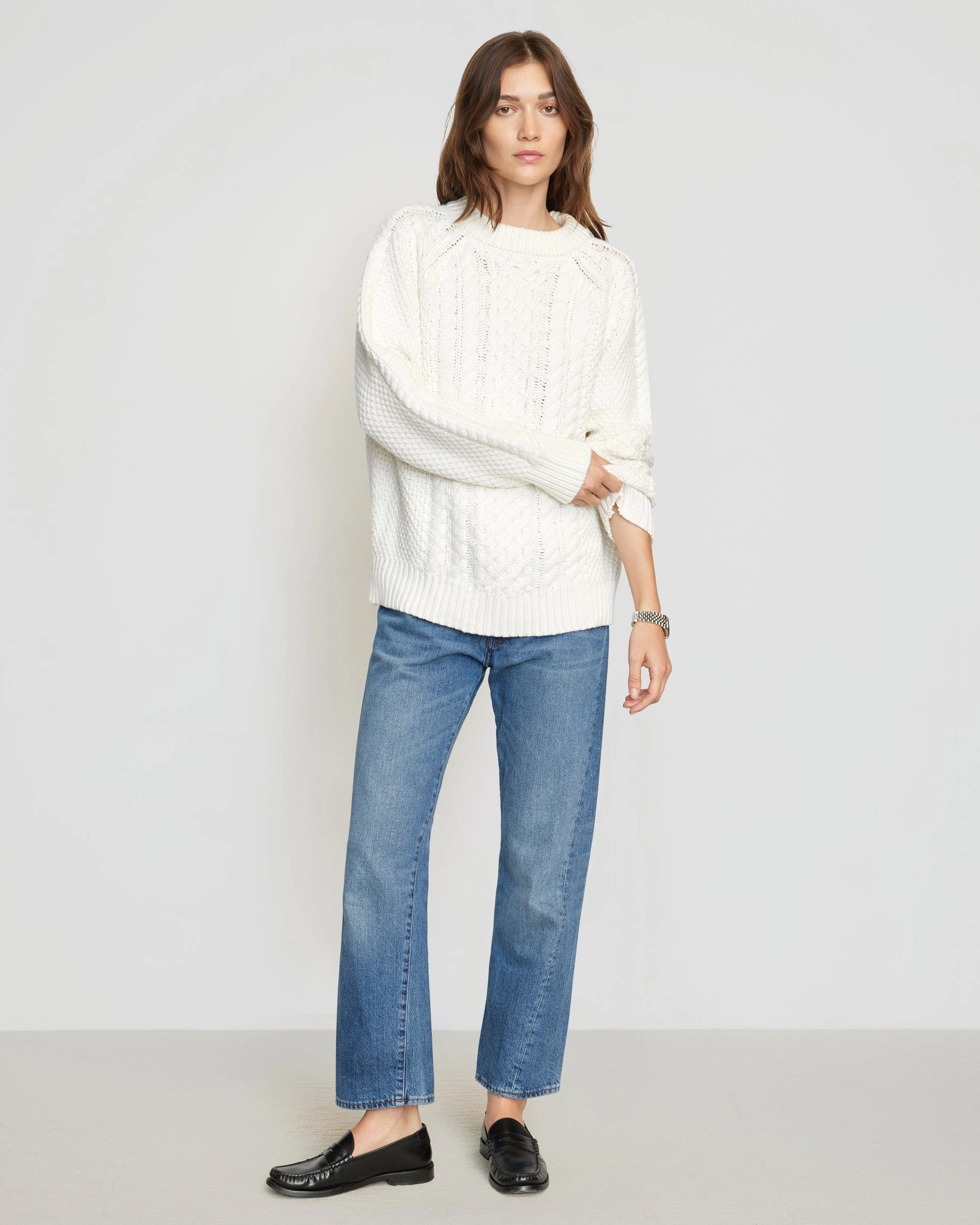 Brady Chunky Cable Knit Sweater Stretch Knit Technology Breathable Stretch Design