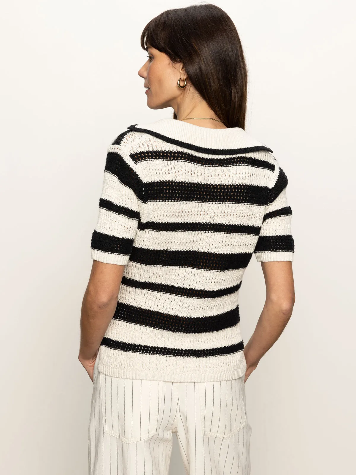 Friction Free Inner Lining Knitted Collared Top Black Chalk