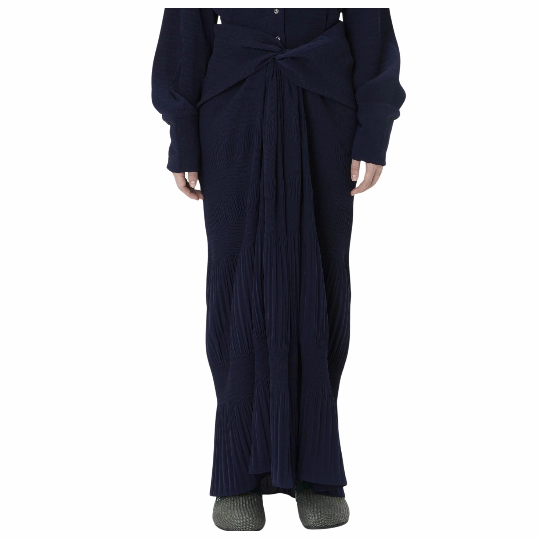 Water Resistant Knot Draped Midi Skirt