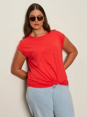 Modern Trend Look UV Protection Fabric Knotted Muscle Tee Cayenne Extended Sizing