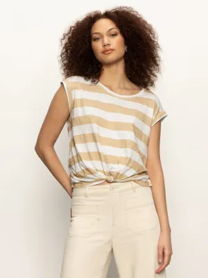 Knotted Muscle Tee White Sandstone Stripe Quick Dry Wear Fit