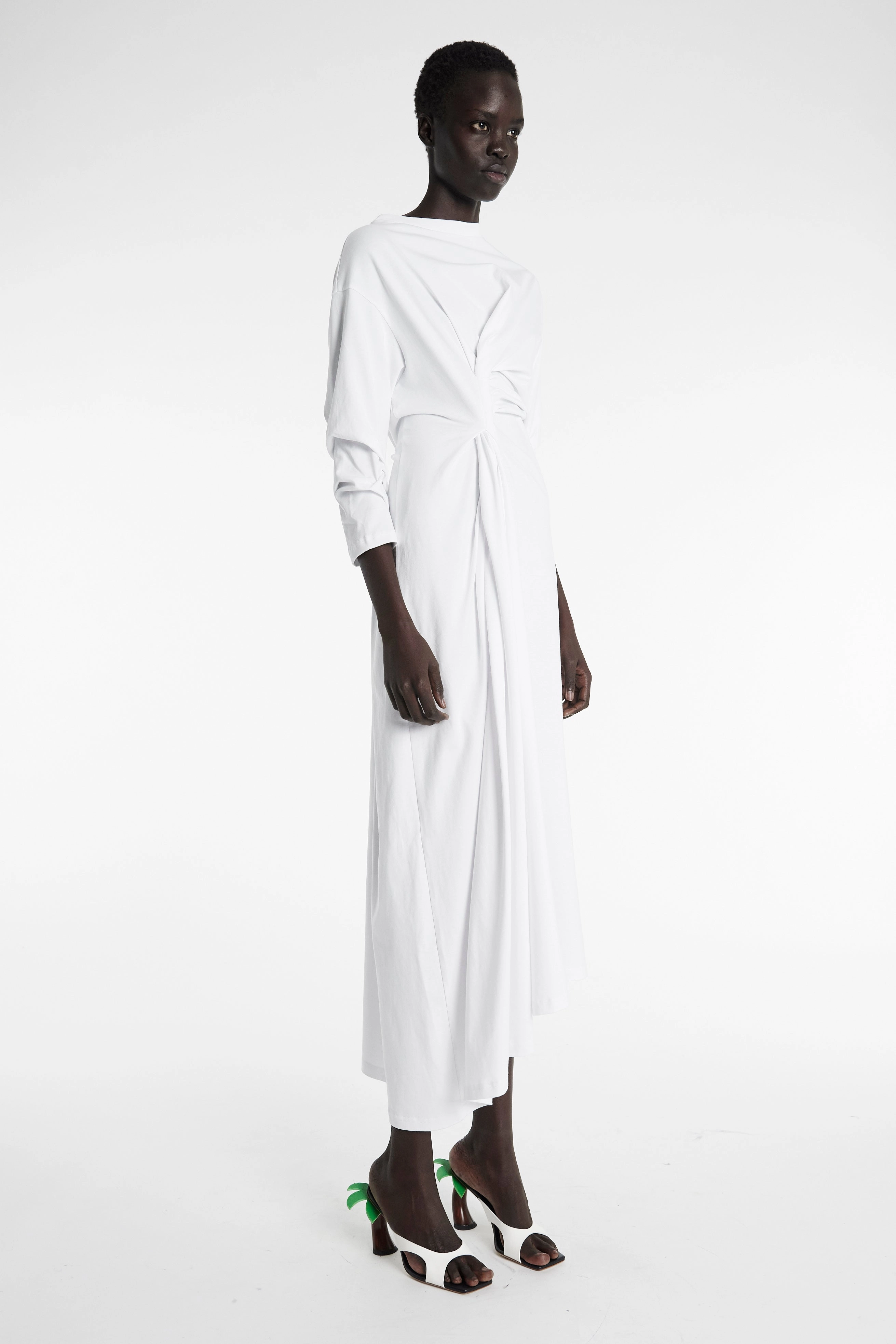 AllDayComfortFit Knotted Jersey Dress White