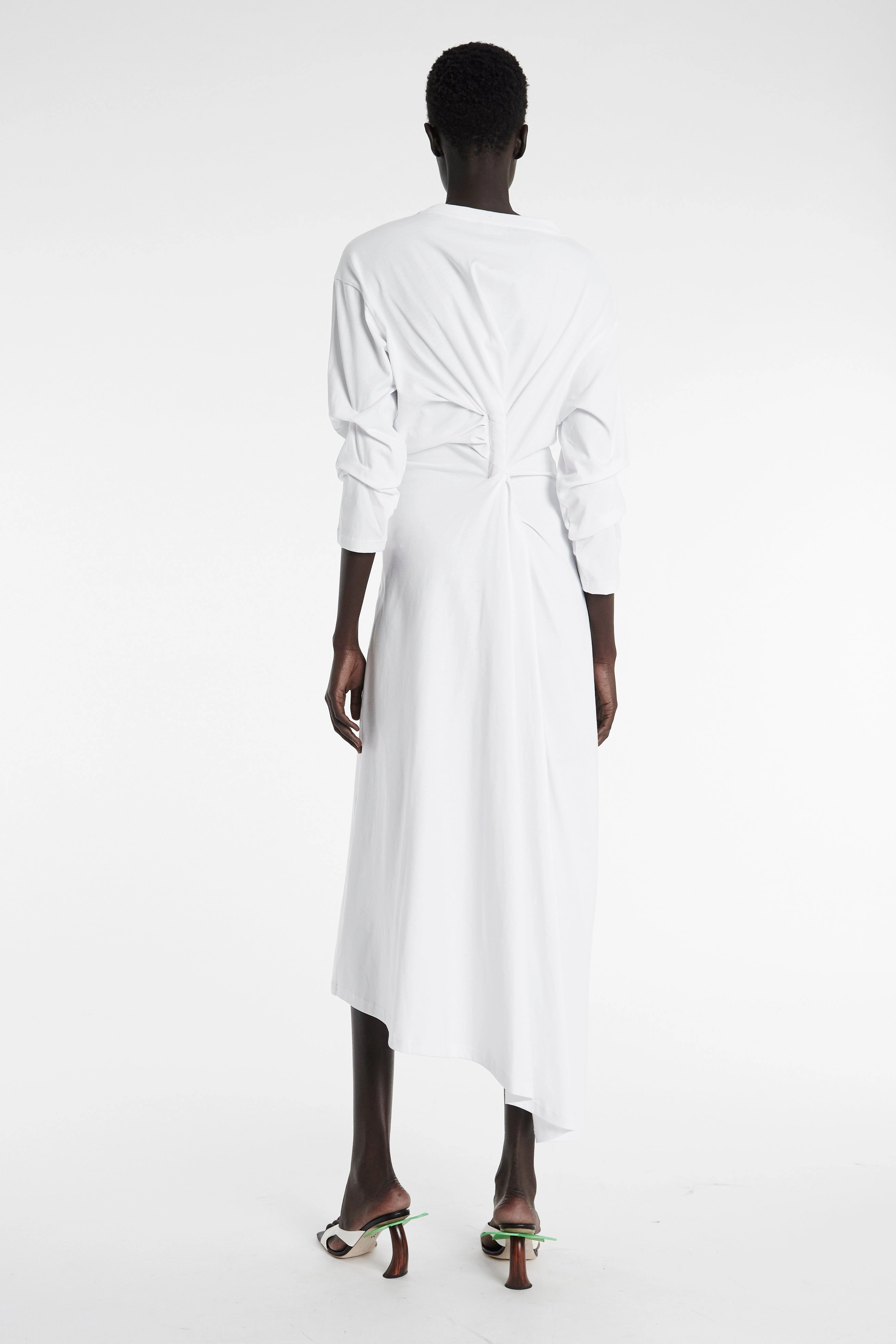 Knotted Jersey Dress White Quick Dry Feature OdorResistantTechnology