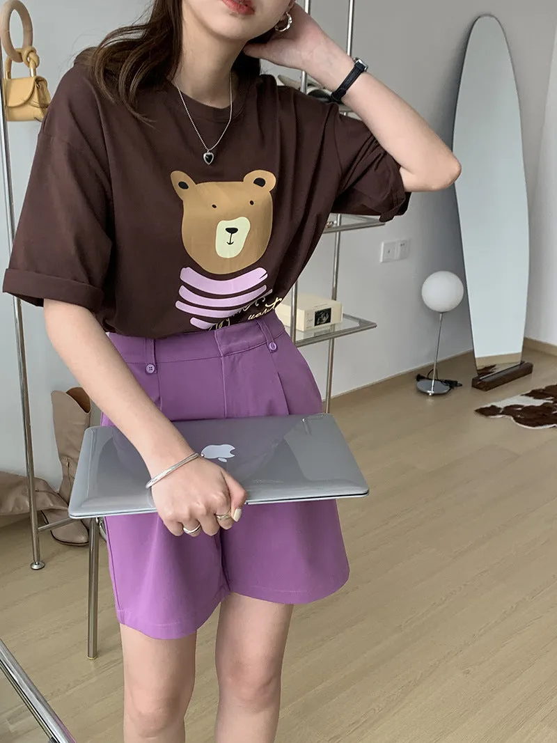 [Korean Style] 2 Colors High Waist Pleated Dress-up Shorts