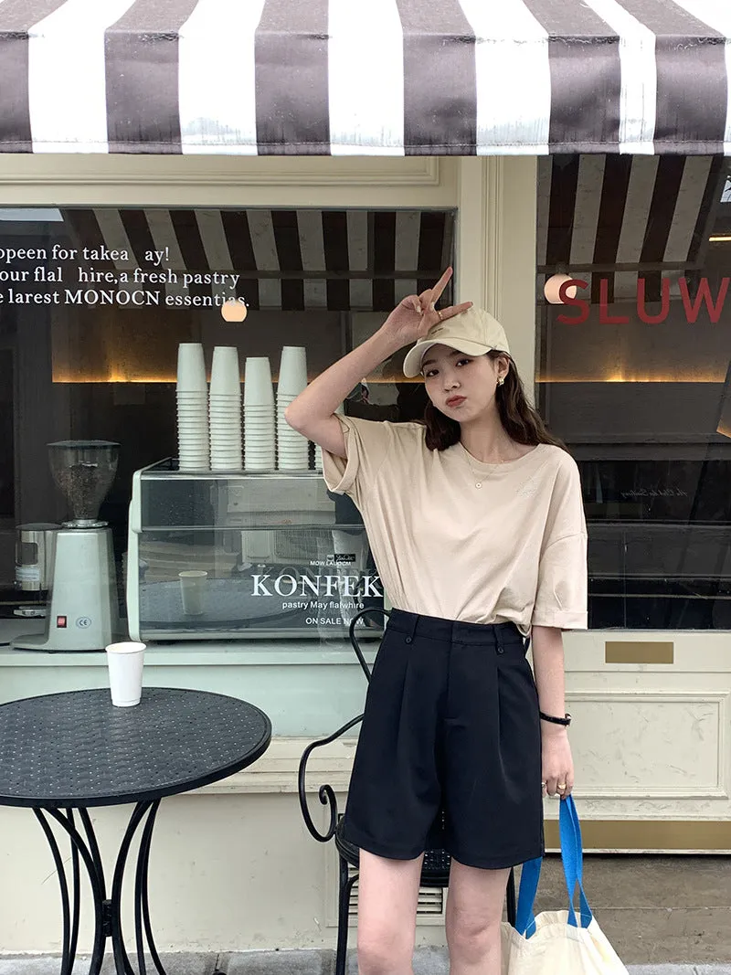 [Korean Style] 2 Colors High Waist Pleated Dress-up Shorts