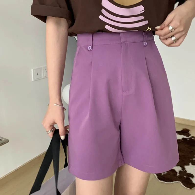 [Korean Style] 2 Colors High Waist Pleated Dress-up Shorts