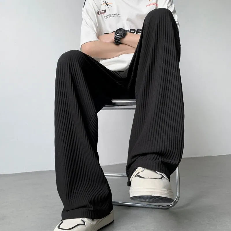 [Korean Style] 2 Colors Pleated Oversize Ice Silk Pants