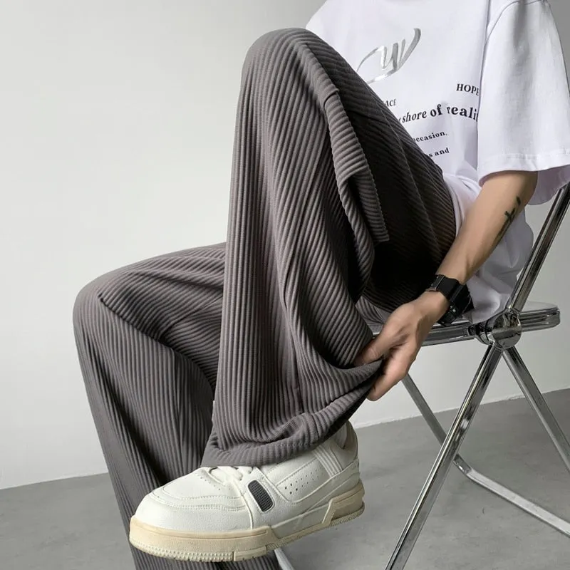 [Korean Style] 2 Colors Pleated Oversize Ice Silk Pants