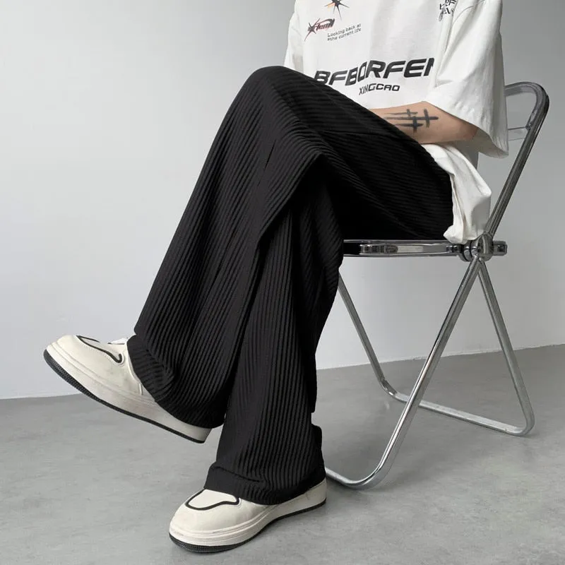 [Korean Style] 2 Colors Pleated Oversize Ice Silk Pants