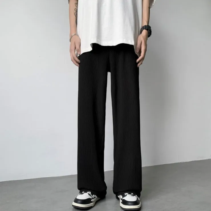 [Korean Style] 2 Colors Pleated Oversize Ice Silk Pants