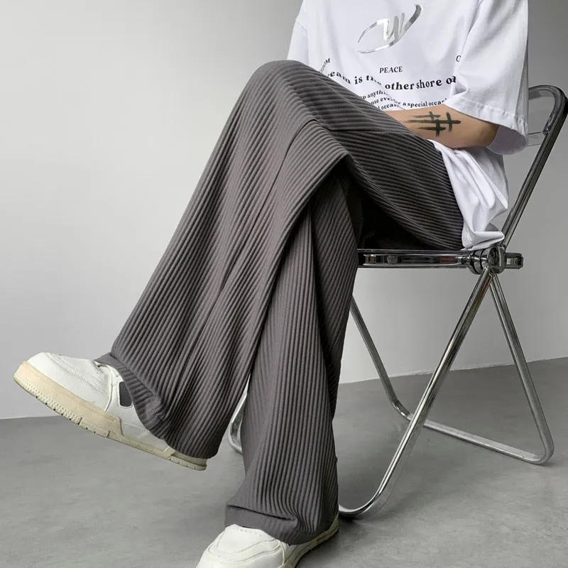 [Korean Style] 2 Colors Pleated Oversize Ice Silk Pants