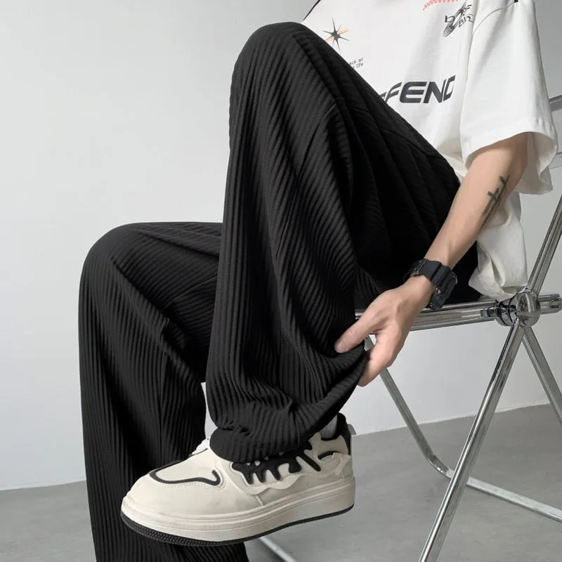 [Korean Style] 2 Colors Pleated Oversize Ice Silk Pants