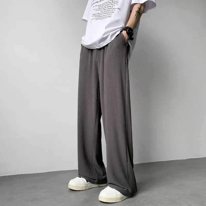 [Korean Style] 2 Colors Pleated Oversize Ice Silk Pants