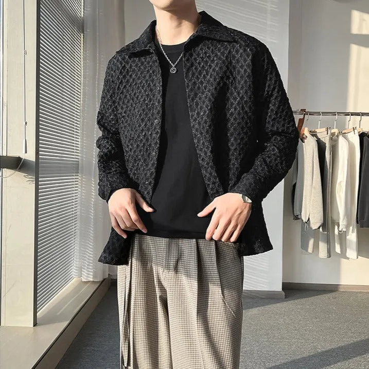 [Korean Style] Black/White Plaid Shirt Jacket