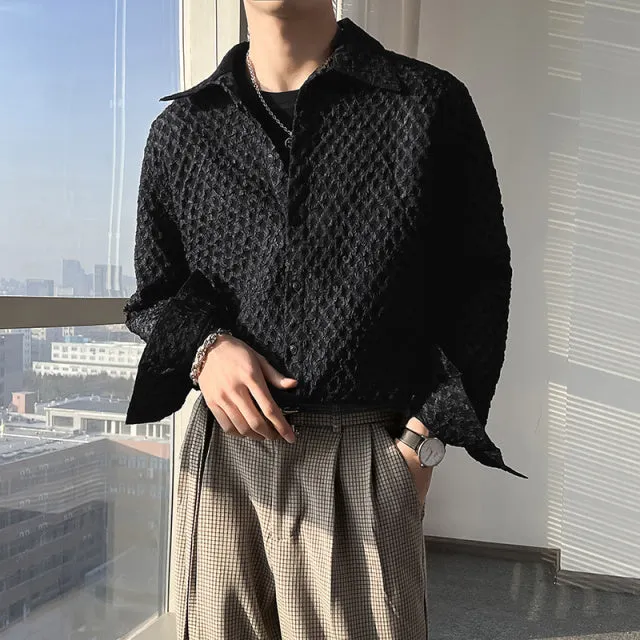 [Korean Style] Black/White Plaid Shirt Jacket