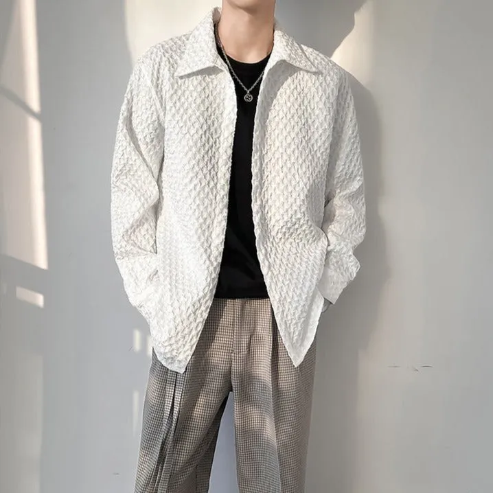 [Korean Style] Black/White Plaid Shirt Jacket