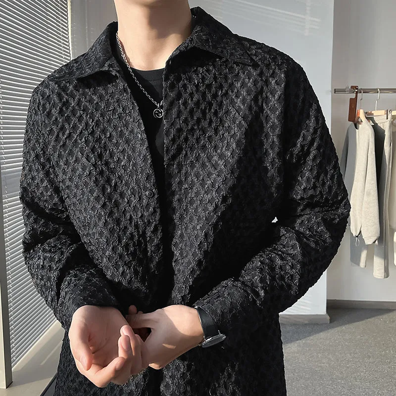 [Korean Style] Black/White Plaid Shirt Jacket