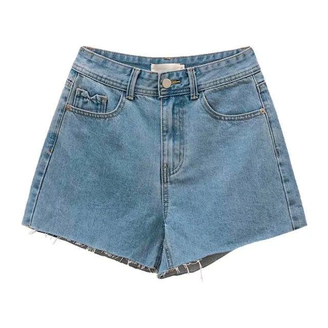 [Korean Style] High Quality High Waist Frayed Denim Shorts