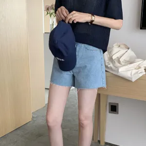 [Korean Style] High Quality High Waist Frayed Denim Shorts