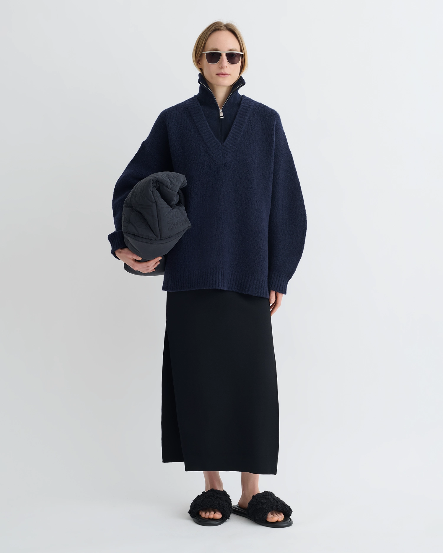 Flexible Layer Kylen - Contrast Brushed Merino Sweater - Navy