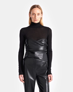 Convertible Style FlexibleWaistband Kynlee - Mesh Jersey And Okobor? Alt-Leather Top - Black