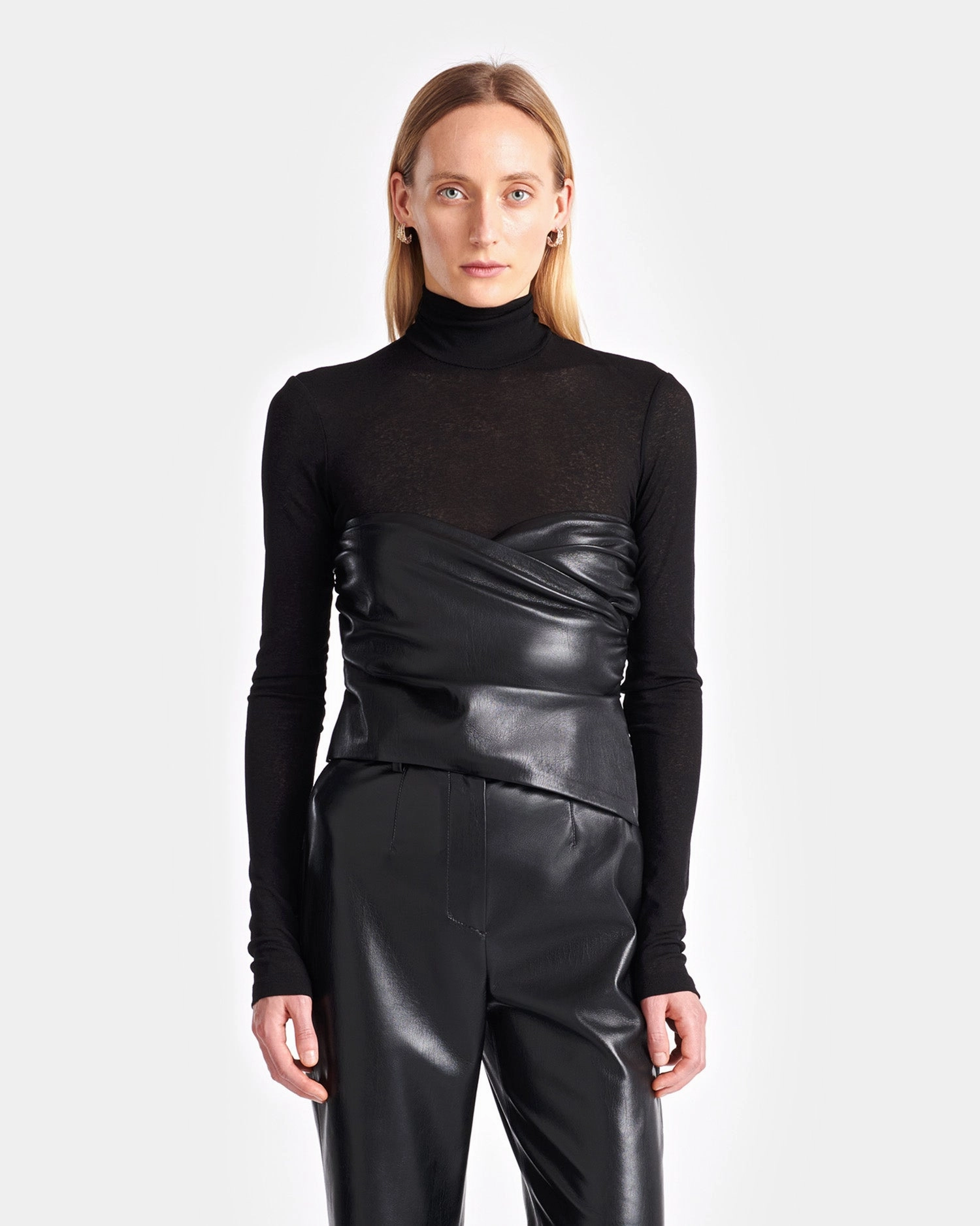 Convertible Style FlexibleWaistband Kynlee - Mesh Jersey And Okobor? Alt-Leather Top - Black