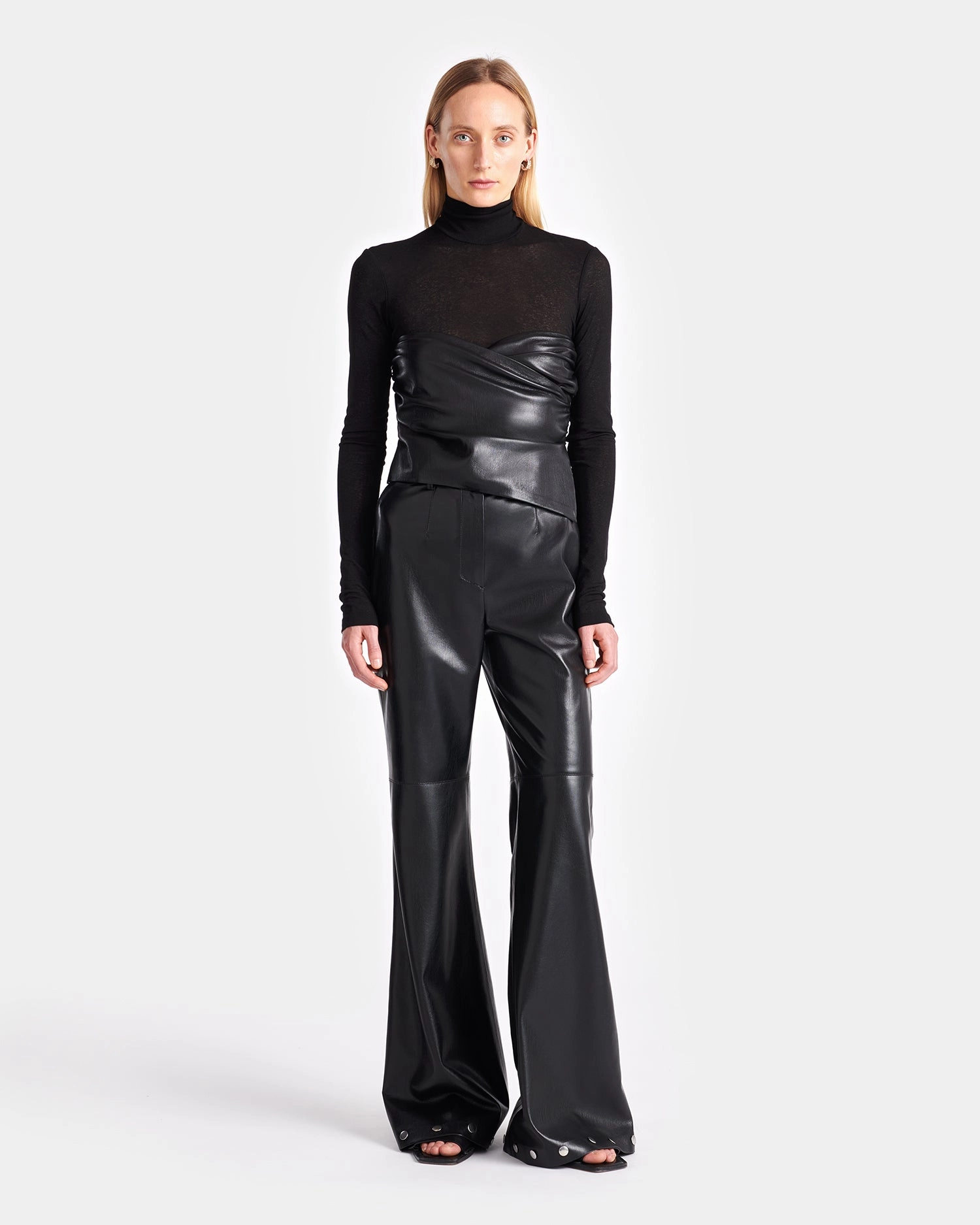 Kynlee - Mesh Jersey And Okobor? Alt-Leather Top - Black AntiStatic Coating Everyday Jacket
