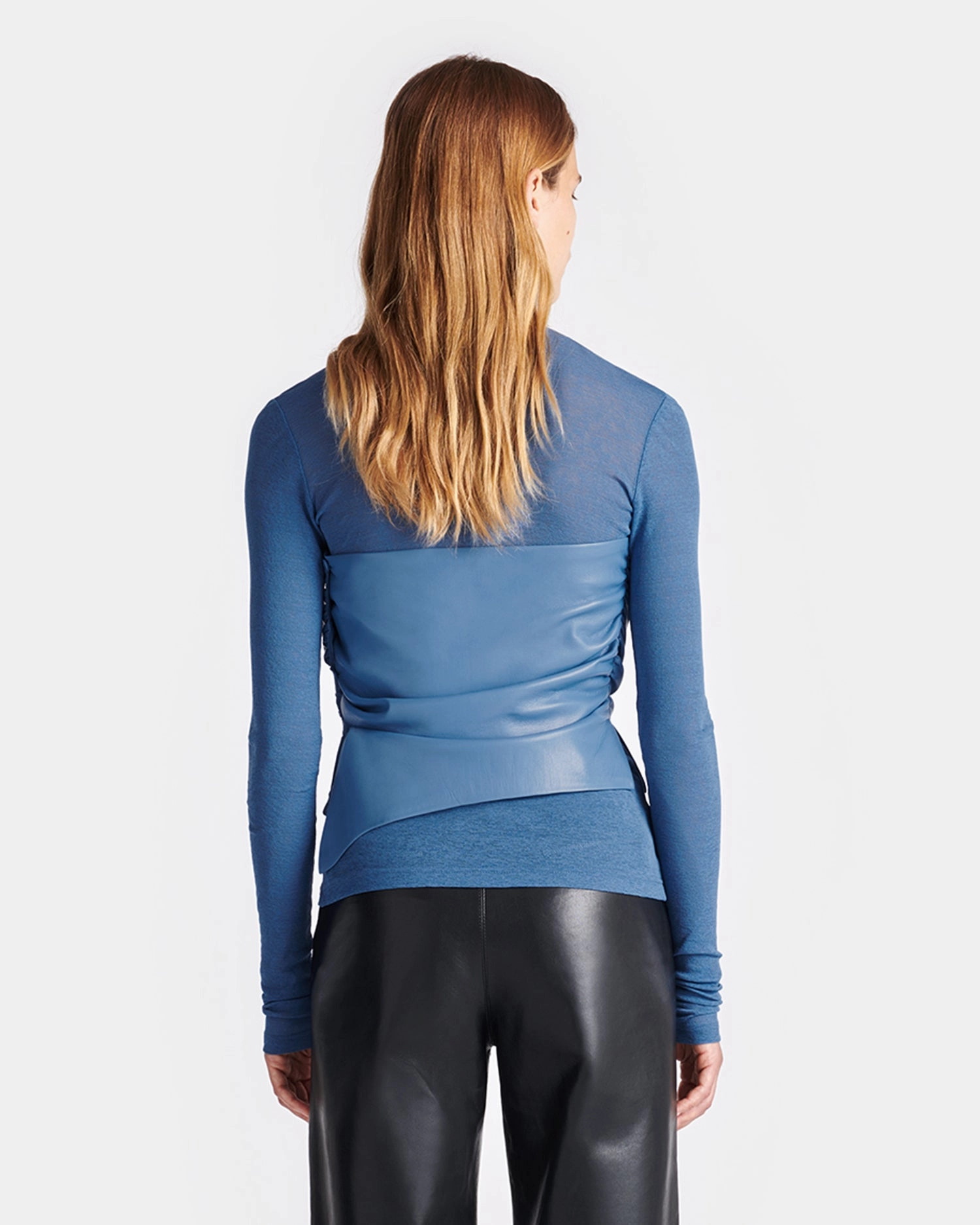MinimalistSilhouette ThermalRegulating Fabric Kynlee - Mesh Jersey And Okobor? Alt-Leather Top - Blue