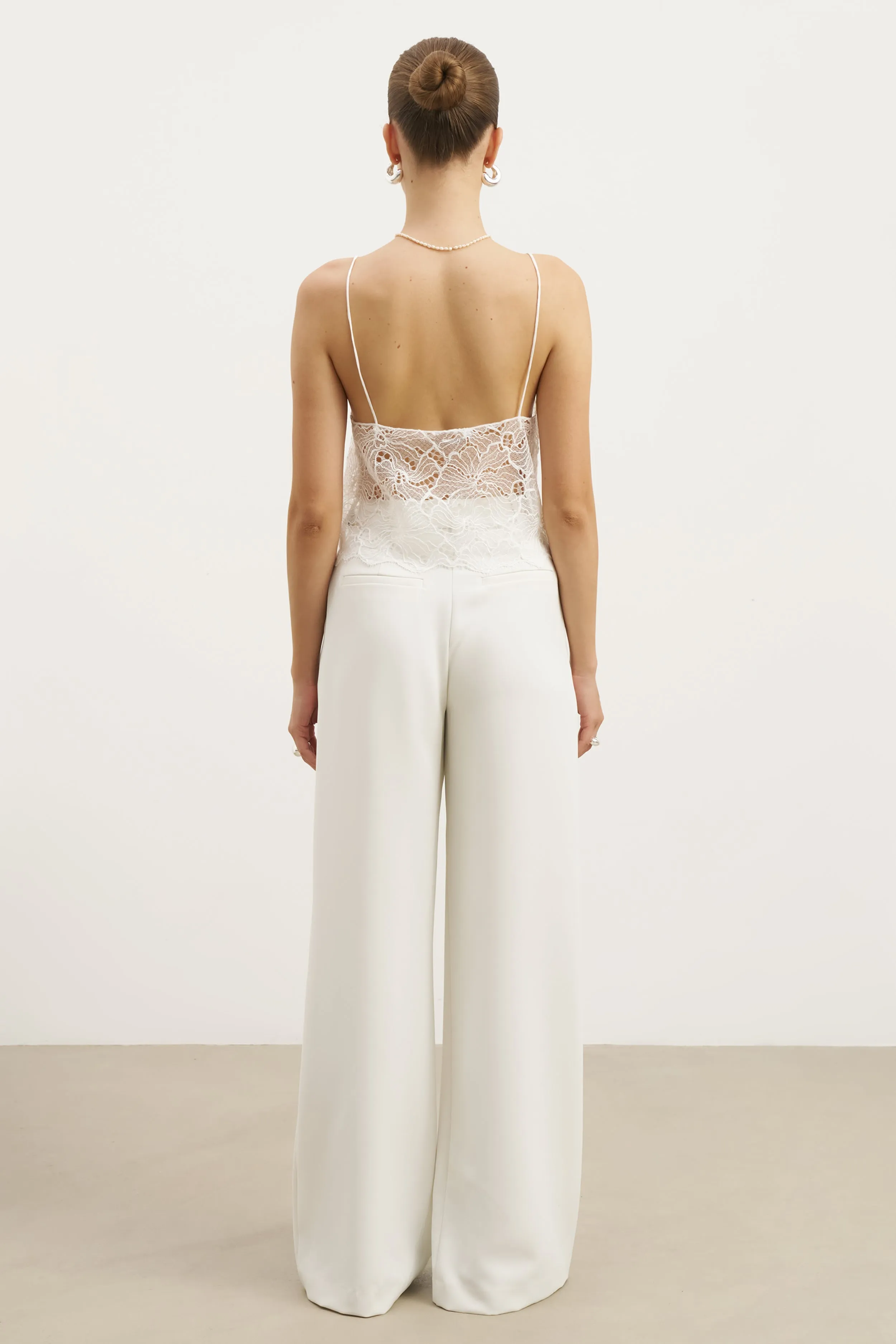 Lace Square Neck Camisole - White Microfiber Material MinimalistCut