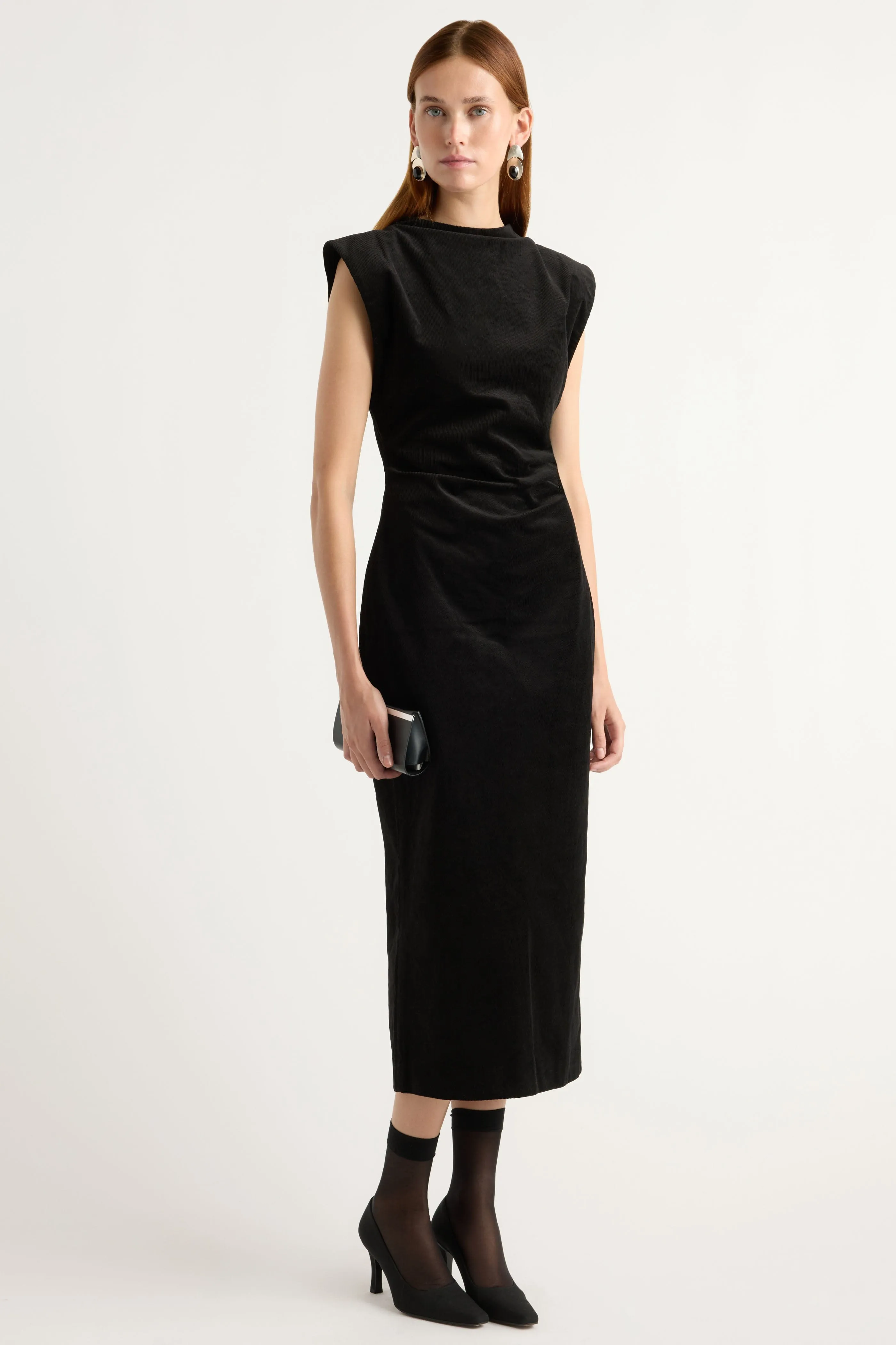 Cambria Structured Corduroy Dress wrap waist
